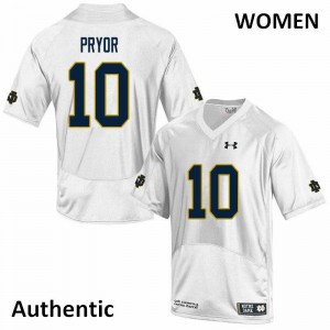 Women's Isaiah Pryor White Notre Dame #10 Authentic Player Jerseys