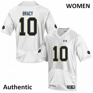 Women's TaRiq Bracy White Notre Dame Fighting Irish #10 Authentic NCAA Jerseys