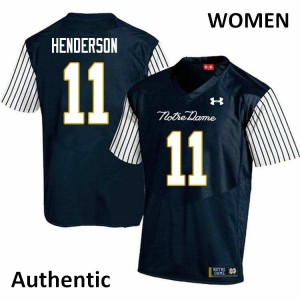 Womens Ramon Henderson Navy Blue Fighting Irish #11 Alternate Authentic Official Jerseys