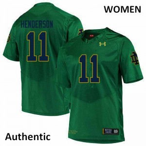 Women's Ramon Henderson Green Irish #11 Authentic Player Jersey