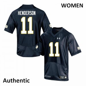 Womens Ramon Henderson Navy UND #11 Authentic High School Jerseys