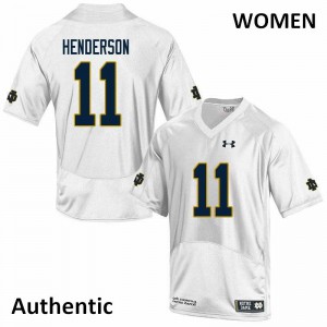 Women Ramon Henderson White Notre Dame #11 Authentic University Jerseys