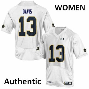 Women Avery Davis White Notre Dame #13 Authentic Official Jersey