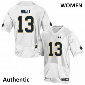 Women's Paul Moala White University of Notre Dame #13 Authentic Stitched Jersey