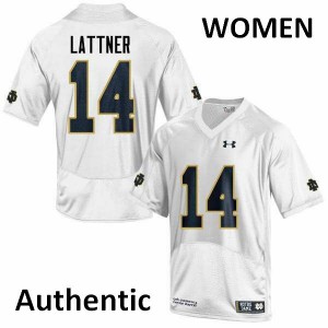 Women's Johnny Lattner White University of Notre Dame #14 Authentic NCAA Jerseys