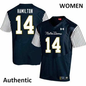 Women's Kyle Hamilton Navy Blue Fighting Irish #14 Alternate Authentic Stitched Jerseys