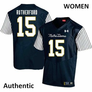 Womens Isaiah Rutherford Navy Blue Irish #15 Alternate Authentic College Jerseys