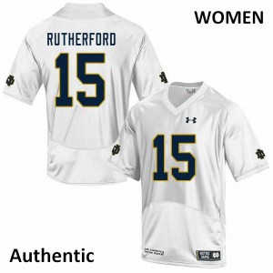 Women Isaiah Rutherford White Notre Dame #15 Authentic Official Jerseys