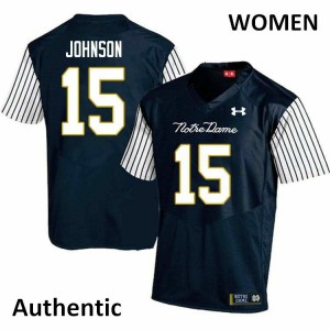 Women Jordan Johnson Navy Blue UND #15 Alternate Authentic High School Jerseys