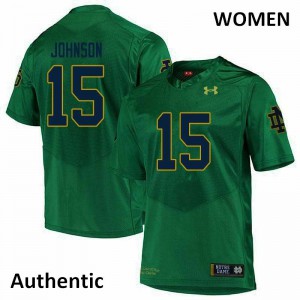 Womens Jordan Johnson Green Notre Dame #15 Authentic University Jerseys