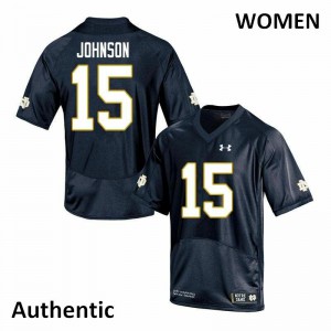 Women Jordan Johnson Navy Notre Dame #15 Authentic Official Jersey