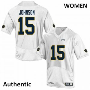 Women's Jordan Johnson White Irish #15 Authentic University Jersey