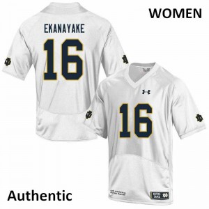 Women's Cameron Ekanayake White Fighting Irish #16 Authentic Stitched Jersey