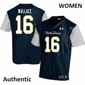 Womens KJ Wallace Navy Blue Notre Dame Fighting Irish #16 Alternate Authentic Player Jerseys