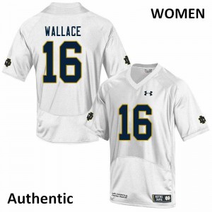 Womens KJ Wallace White University of Notre Dame #16 Authentic Embroidery Jerseys