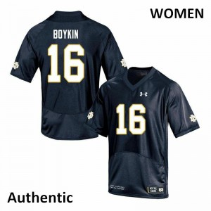 Women Noah Boykin Navy Notre Dame #16 Authentic Football Jerseys