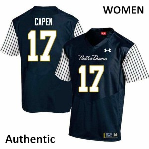 Womens Cole Capen Navy Blue University of Notre Dame #17 Alternate Authentic Stitched Jerseys
