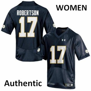 Women Isaiah Robertson Navy Blue Irish #17 Authentic NCAA Jerseys