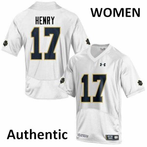Womens Nolan Henry White UND #17 Authentic Embroidery Jersey