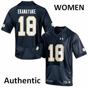 Womens Cameron Ekanayake Navy University of Notre Dame #18 Authentic Stitched Jersey