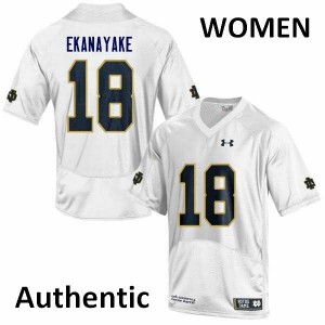 Women's Cameron Ekanayake White Notre Dame Fighting Irish #18 Authentic Football Jerseys