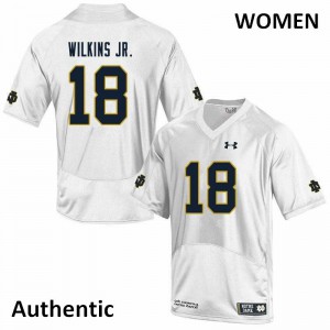Womens Joe Wilkins Jr. White Notre Dame Fighting Irish #18 Authentic Football Jersey