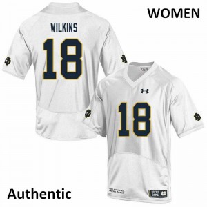 Womens Joe Wilkins White UND #18 Authentic NCAA Jerseys