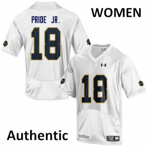 Women Troy Pride Jr. White University of Notre Dame #18 Authentic High School Jerseys