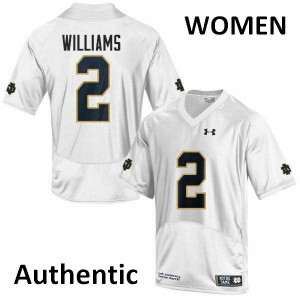 Women Dexter Williams White Notre Dame #2 Authentic Stitched Jerseys