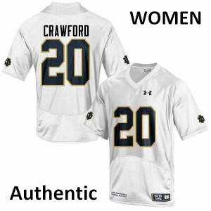 Women Shaun Crawford White UND #20 Authentic Stitched Jersey
