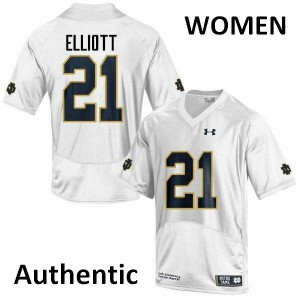 Women's Jalen Elliott White UND #21 Authentic Official Jersey