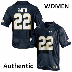 Womens Harrison Smith Navy Blue UND #22 Authentic Stitched Jerseys