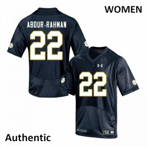 Women Kendall Abdur-Rahman Navy Notre Dame Fighting Irish #22 Authentic Stitched Jersey