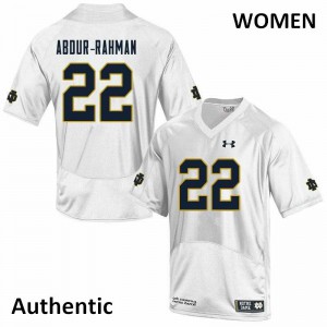 Women Kendall Abdur-Rahman White Fighting Irish #22 Authentic Football Jersey