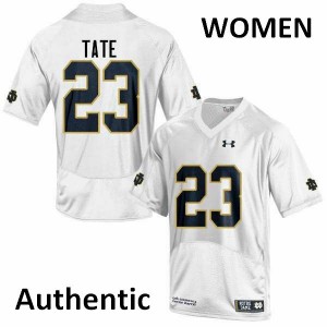 Women Golden Tate White University of Notre Dame #23 Authentic Stitched Jerseys
