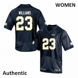 Women Kyren Williams Navy UND #23 Authentic University Jerseys
