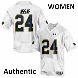 Women Mick Assaf White University of Notre Dame #24 Authentic Stitch Jersey