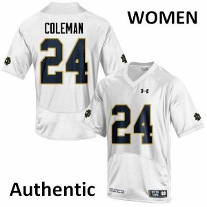 Women Nick Coleman White Notre Dame Fighting Irish #24 Authentic Stitched Jerseys