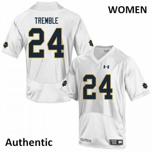 Womens Tommy Tremble White Irish #24 Authentic Embroidery Jersey