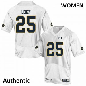 Women's Braden Lenzy White Notre Dame #25 Authentic NCAA Jerseys