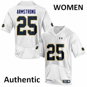 Womens Jafar Armstrong White Irish #25 Authentic Football Jersey