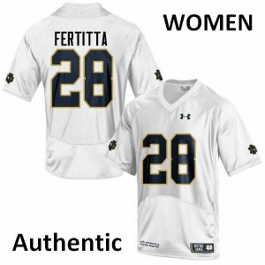 Women Nicco Fertitta White Fighting Irish #28 Authentic Football Jerseys