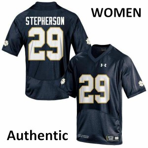 Women Kevin Stepherson Navy Blue Notre Dame #29 Authentic Stitched Jersey