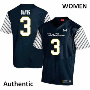 Womens Avery Davis Navy Blue Notre Dame Fighting Irish #3 Alternate Authentic Official Jersey