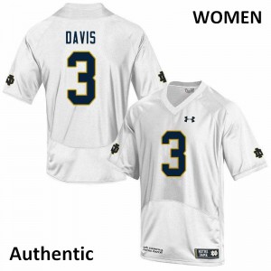 Women's Avery Davis White Fighting Irish #3 Authentic High School Jerseys