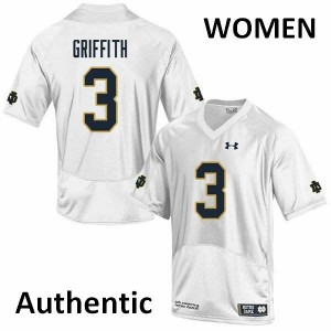 Womens Houston Griffith White Fighting Irish #3 Authentic Player Jerseys