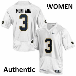 Womens Joe Montana White Notre Dame #3 Authentic Embroidery Jersey