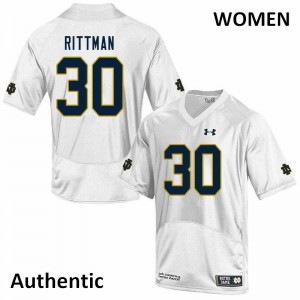 Women Jake Rittman White Notre Dame #30 Authentic Alumni Jersey