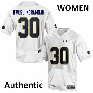 Women's Jeremiah Owusu-Koramoah White Notre Dame #30 Authentic Alumni Jersey