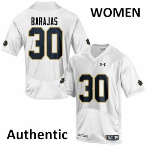 Women's Josh Barajas White Notre Dame #30 Authentic Football Jersey